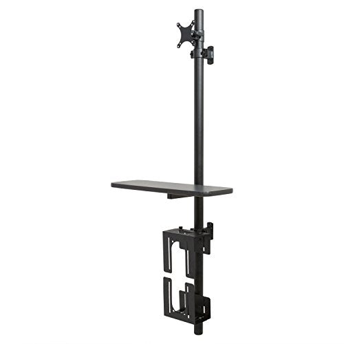 Versa Tables Black Adjustable Flat Wall Mounted Computer Workstation with Universal Monitor Mount and Keyboard Tray