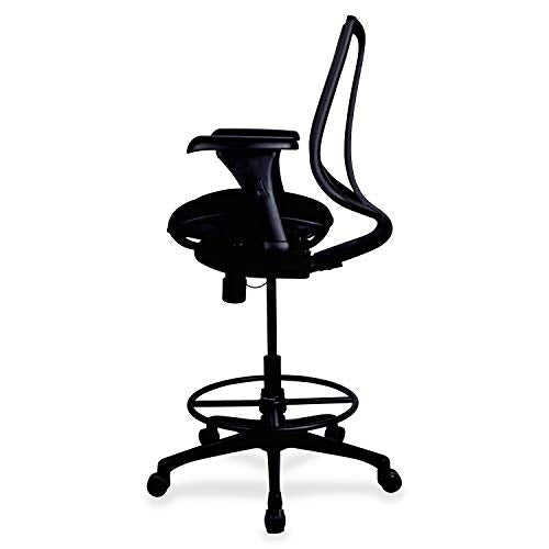 Lorell 20991 Posture Lock Mesh Back Sitting Stool, 51" x 26.6" x 25", Black