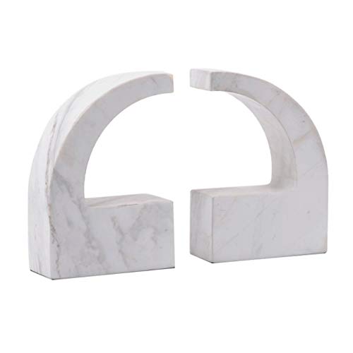 FXJ Nordic Style Book Ends, Book Ends for Shelves, Decorative Bookends for Heavy Books, Non-Skip Metal Bookends for School, Home Or Office Home Office Supplies Versatility Organizer (Color : White)