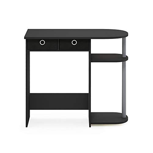 Furinno Go Green Home Laptop Notebook Computer Desk/Table, With 2 Bin Drawers, Black/Grey/Black