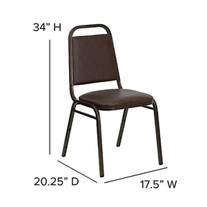 Flash Furniture 4 Pack HERCULES Series Stacking Banquet Chair - Brown Vinyl/Copper Vein Frame