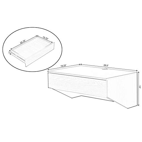 Basicwise Wall Mounted Office Computer Desk with Drawer, White