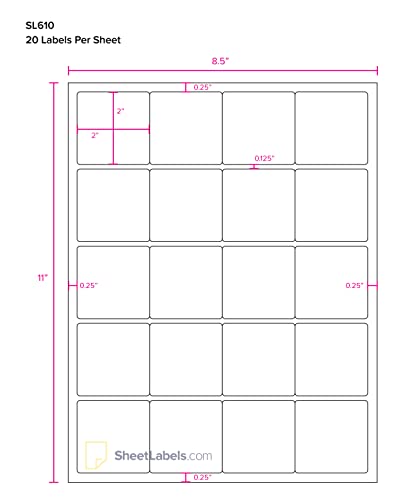 2" x 2" Labels from SheetLabels.com, Laser or Inkjet Printable, Easy to Peel, 100000 Labels