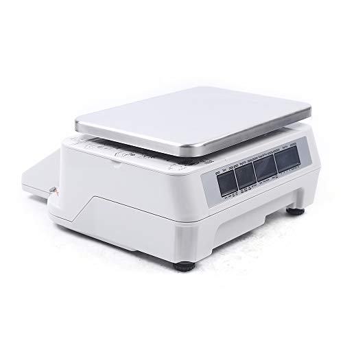 Futchoy Commercial Electronic Price Computing Scale w/Label Printer, 66lb Capacity - Digital Scale for Fruit Meat Vegetables - Supermarket Grocery Scale