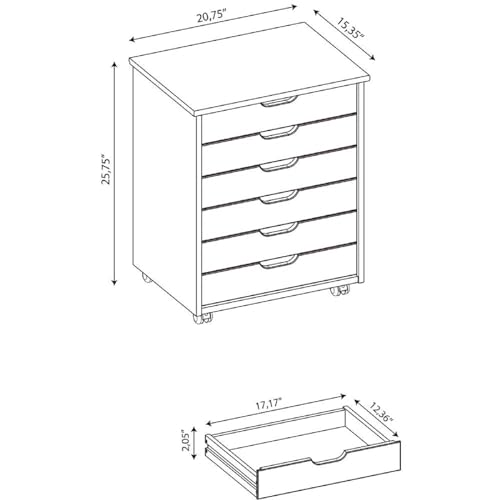 ENVEED Six-Drawer Wide Roll Storage Cart - Multifunctional Craft Organizer and Makeup Drawer Cabinet