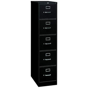 HON 310 Series Vertical 5 Drawer Legal File Cabinet - Black