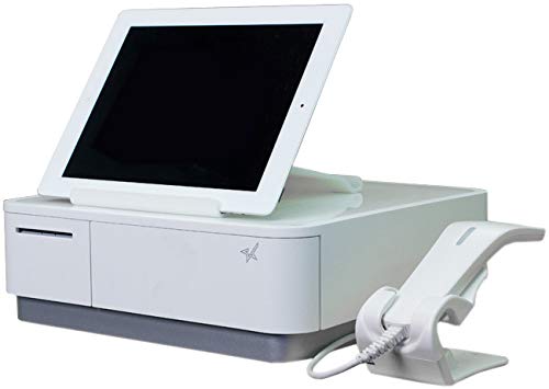 Star Micronics mPOP Integrated Receipt Printer & Cash Drawer with Tablet Stand and USB Barcode Scanner - White