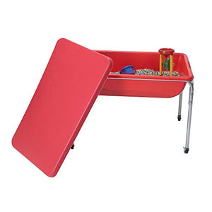 Children's Factory 24" Large Sensory Table & Lid Set, Preschool/Homeschool/Playroom, Indoor/Outdoor Play Equipment, Toddler Sand & Water Activity, Red