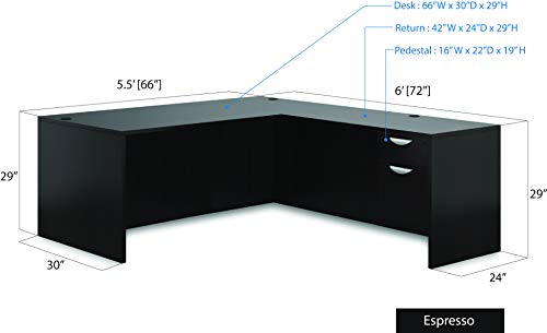 G GOF Double 4 Person Workstation Cubicle (11'D x 12'W) / Office Partition, Room Divider (72" H, Espresso)