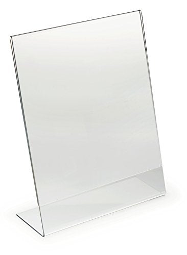 Displays2go Set of 25, Clear Acrylic Display Frames for 8-1/2 x 11 Inches Signs, Slant Back Lucite Picture Stands, Slide-in Paper from The Side (ASH8511)