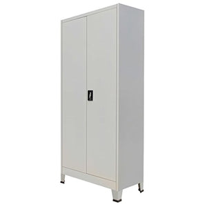 Office Furniture Gray Steel Office Filing Cabinet Organizer with 2 Doors,Lockable File Ccabinet with 4 Adjustable Shelves,3-Point Locking System with 2 Keys