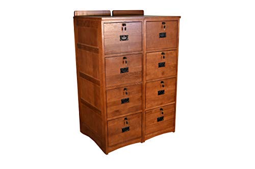Crafters and Weavers Mission Solid Oak 4-Drawer File Cabinet with Locks - Set of 2
