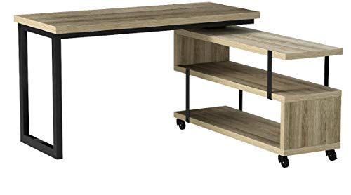 Ameriwood Home Ryker L-Shaped Swivel Desk, Brown Oak