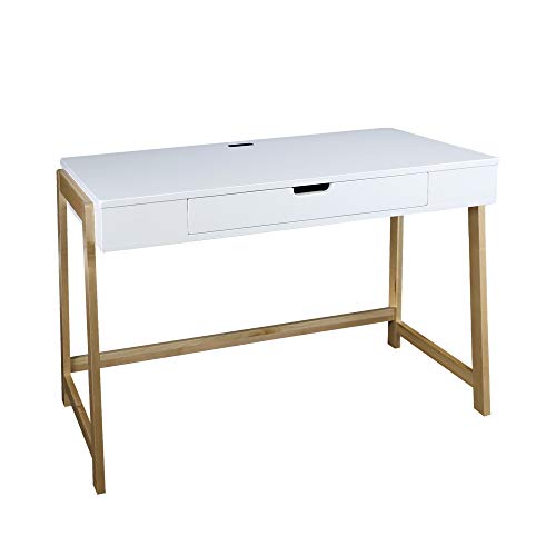 Neorustic Smart Desk with USB Ports, Solid American Maple Legs