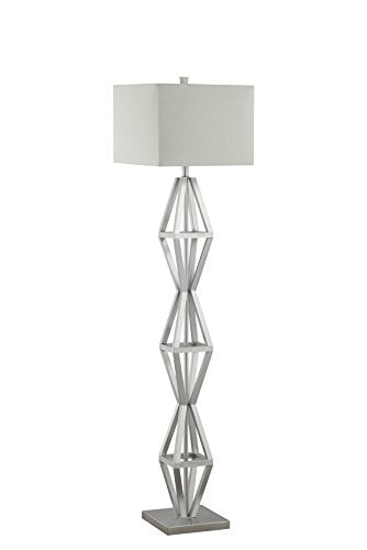 Catalina Lighting  20613-000 Maddox Silver Floor Lamp with White Rectangle Shade