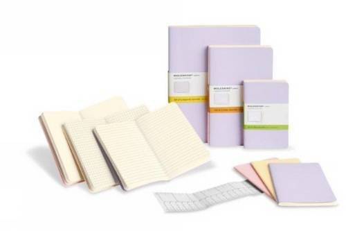 Moleskine Cahier Journal, Soft Cover, Large (5" x 8.25") Ruled/Lined, Persian Lilac/Frangipane Yellow/Peach Blossom Pink (Set of 3)