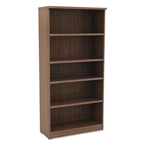 Alera VA636632WA Alera Valencia Series Bookcase, Five-Shelf, 31 3/4w x 14d x 65h, Modern Walnut