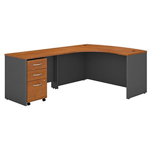 Bush Business Furniture Series C Left Handed L Shaped Desk with Mobile File Cabinet in Natural Cherry