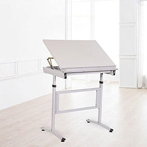 Teerwere Drafting Table Drawing Table Fine Art Work Table Engineering Machinery Drawing Table Adjustable Drawing Table (Color : White, Size : 60x90x76cm)