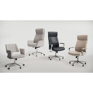 Realspace® High-Back Executive Office Chair, Bouclé Fabric, Light Sand/Brushed Nickel