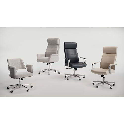 Realspace Modern Comfort Modee Vegan Leather High-Back Executive Office Chair, Sand/Chrome