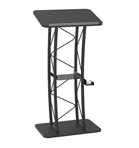FixtureDisplays Curved Podium Truss Metal/Wood Pulpit Lectern with Cup Holder 11568-H