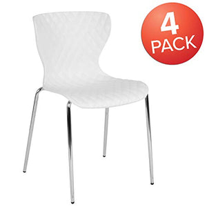 EMMA + OLIVER 4 Pack White Plastic Stack Chair