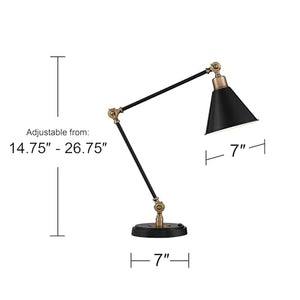 360 Lighting Black and Brass Adjustable USB Desk Lamps Set of 2