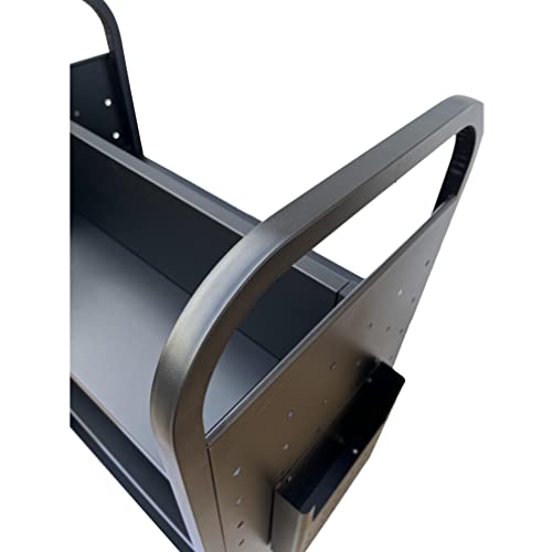 Workington Rolling Book Truck with 3 Flat Shelves, Double Sided - Black