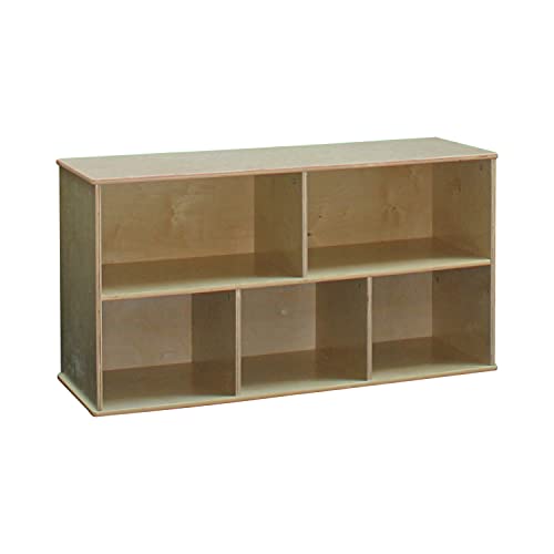 FDP Birch 5-Compartment Storage Cabinet 24 inch Height; Organize Books, Toys, Games, Art Supplies, Durable, Sturdy Furniture for Home, Daycare, Preschool, Montessori Classroom - Natural, 13133-NT