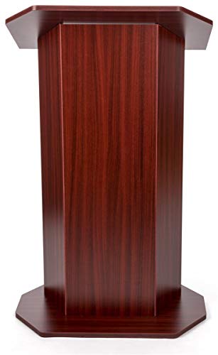 Displays2go Wooden Podium - Mahogany OLILCTOPBSM
