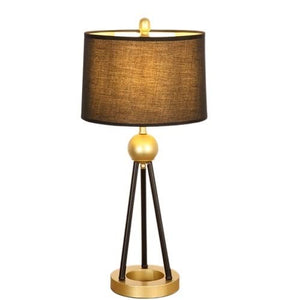 VejiA Modern Iron Desk Lamp with Cloth Shade and Golden Triangle Base