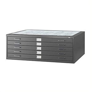 Scranton & Co 5 Drawer Modern Metal Flat Files Cabinet in Black