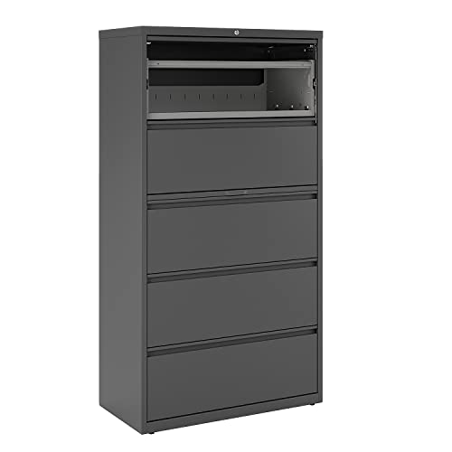 Lorell Fortress Lateral File Cabinet, 36x18-5/8x67-11/16", Charcoal