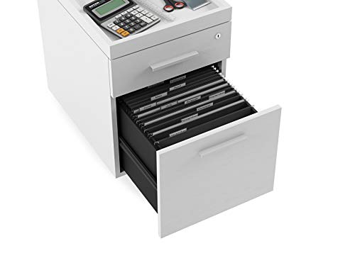 BDI Furniture Centro Mobile File Pedestal 6407 Satin White, Grey