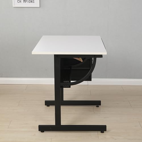 White Adjustable Drafting Drawing Table with Stool and 3 Drawers