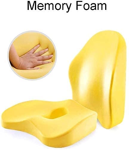 Orthopedic Memory Foam Back Cushion and Lumbar Support Pillow Set of 2