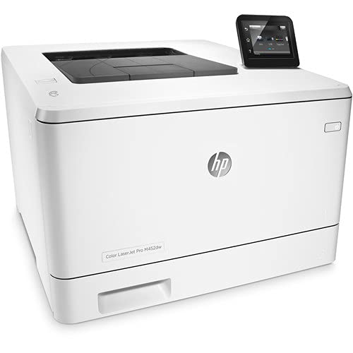 HP Color Laserjet Pro M452dw Laser Printer (CF394A) with Power Strip Surge Protector and Electronics Basket Microfiber Cleaning Cloth