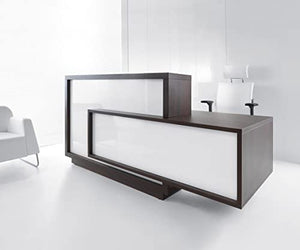 KANSOLE FORO Reception Desk, ADA Compliance, Right Facing Counter, White & Chestnut