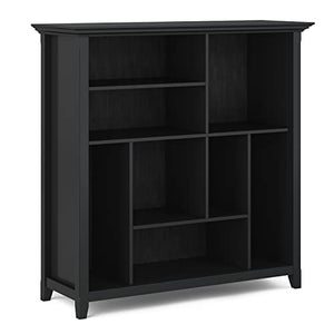 SIMPLIHOME Amherst Solid Wood 44 Inch Black Multi Cube Bookcase - Living Room, Study, Office