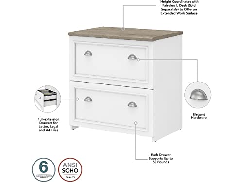 Bush Furniture FV013G2W 60-Inch L-Shaped Desk with Hutch, File Cabinet, Bookcase, Storage