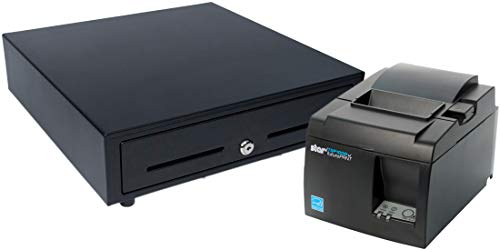 Star Micronics TSP143IIIU Bundle - USB Thermal Receipt Printer with 13" x 13" 4 Bill / 5 Coin Value Series Cash Drawer Featuring 2 Media Slots - Gray/Black
