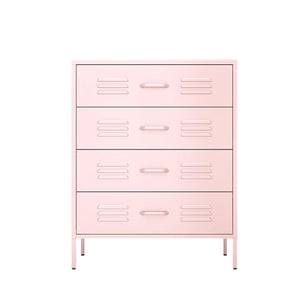 WZONICE98 Metal Storage Cabinet with 4 Drawers, Pink - Bedroom & Office Organization