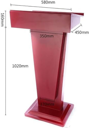 SMuCkS Wood Lectern Podium 118cm Curved Floor Standing (Red/White, 118x58x45cm)