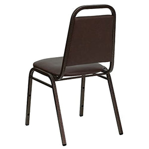 Flash Furniture 4 Pack HERCULES Series Stacking Banquet Chair - Brown Vinyl/Copper Vein Frame