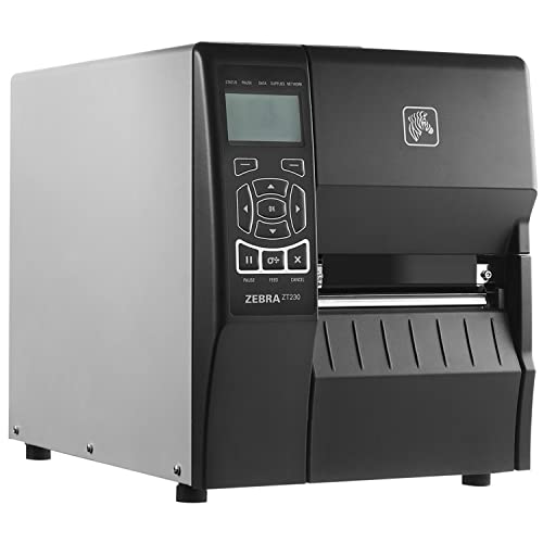 Zebra ZT230 Thermal Transfer and Direct Thermal Industrial Monochrome Black and White Barcode Label Printer, Black - LCD, 203 dpi, 6 ips, 4.0" Print Width, Serial and USB Ports - BROAG External Webcam