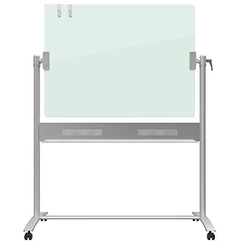 Quartet Easel, Magnetic, Glass Whiteboard, 4' x 3', Reversible, Portable, Flip Chart Holder, Infinity (ECM43G), Silver