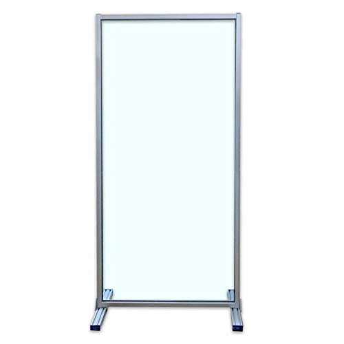 Acrylic Sneeze Guard - Transparent Room Divider - Commercial Grade Standing Floor Partition - Protective Shield For Office, Classroom, Retail, Restaurant, Nail Salon, & More - 30 x 66"