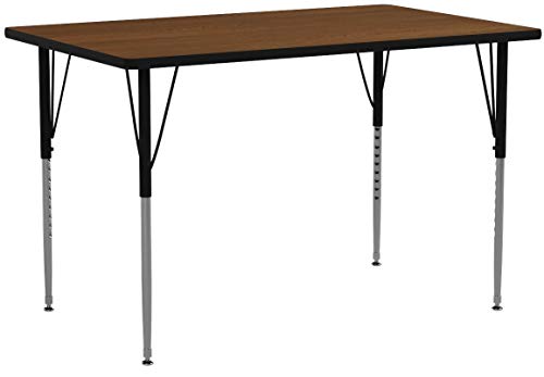 Flash Furniture 30''W x 48''L Rectangular Oak Thermal Laminate Activity Table - Standard Height Adjustable Legs