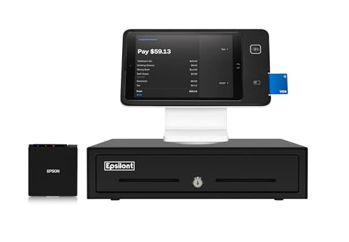 Epsilont Square Register Hardware Bundle Compact - M10 2" Receipt Printer, iPad Stand, 13" Cash Drawer